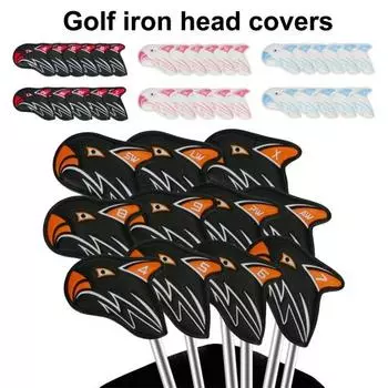 11 шт. чехол для клюшки для гольфа из искусственной кожи защитные чехлы для клюшек с рисунком орла для гольфа оранжевый
