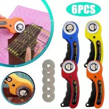 11pcs leather cutting knife with blade handle roller Patchwork hob Roller knife Rubber ring cutting blade leather tools rotary