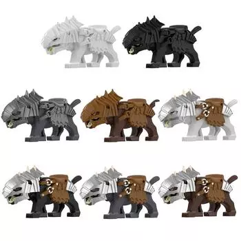 11pcs Medieval Action Figures lotr Soldiers Armored Wolf Rider Upgraded version Mount Knights Building Blocks Bricks Toys