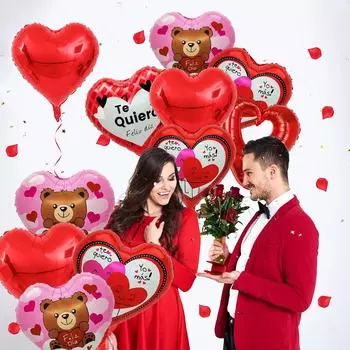 11pcs/set Spanish Valentine s Day 18-inch heart-shaped balloons, Valentine s Day, birthday, anniversary, romantic decoration, Other