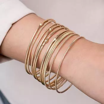 11шт/комплект браслет золотой простой браслет золотой