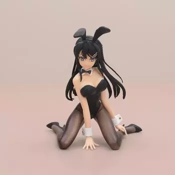 11см Сакурадзима Маи Черный шелк Версия зайчика. Фигурка из ПВХ, аниме-фигурка, модель игрушки, коллекция кукол, подарок