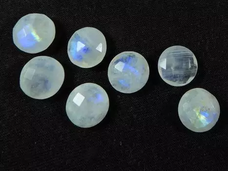 11X11MM натуральный радужный лунный камень огранки «Клетка» круглый россыпью 7 шт. лот RML-992
