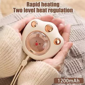 1200 мАч грелка для рук Cat Paw перезаряжаемая встроенная батарея для студентов Winer Fast Usb обогреватель портативная грелка для женских рук белый