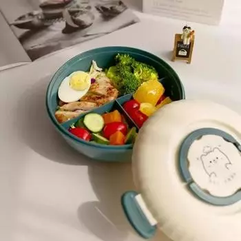 1200 мл Bento Box Roundness Пластиковый двухъярусный отсек для микроволновки для школьников, офисных работников, портативный ланч-бокс для обеда зелёный