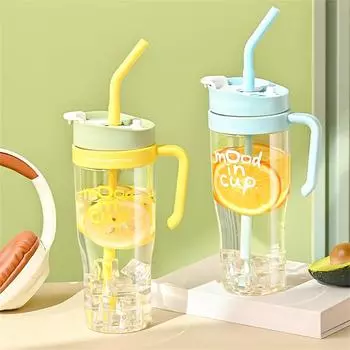 1200 мл бутылки для воды большой емкости портативные прозрачные пластиковые стаканчики с трубочкой герметичные противоударные прочные красочные подарочные стаканчики 1200ml
