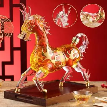 1200 мл красивый графин в форме лошади для виски ликер шотландский бурбон китайский зодиак ликер стеклянная бутылка для алкоголя