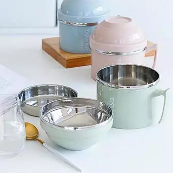 1200 мл ланч-бокс еда бенто-бокс нержавеющая сталь 2 слоя микроволновая печь пищевой контейнер миска риса суповые миски миска для лапши быстрого приготовления