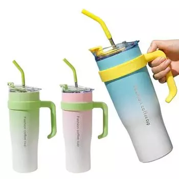 1200 мл нержавеющая сталь термокружка с ручкой и трубочкой герметичный стакан для кофе большой емкости с вакуумной изоляцией термокружка 1200ml зелёный