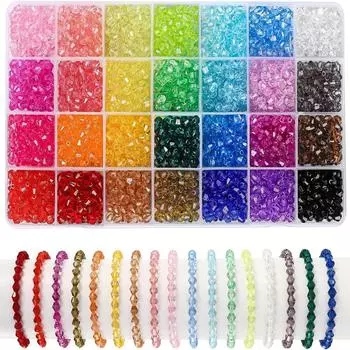 1200 шт. 8 мм хрустальные бусины, граненые биконусные хрустальные бусины-разделители для изготовления ювелирных изделий, браслетов, ожерелий, серег 1 Set