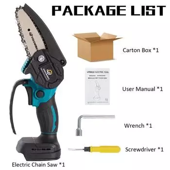 1200 Вт, 4 дюйма, 88 В, мини-электрическая цепная пила с индикатором батареи, перезаряжаемый деревообрабатывающий инструмент для батареи Makita 18 В Only machine