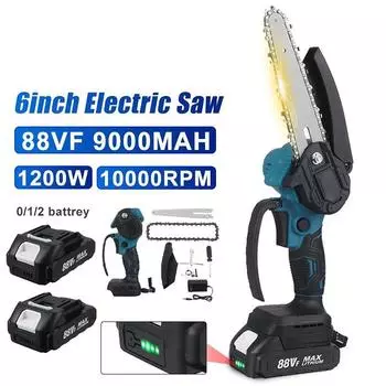 1200 Вт 88 В 6-дюймовая мини-электрическая цепная пила с цифровым дисплеем, индикатор, перезаряжаемый деревообрабатывающий инструмент для батареи Makita 18 В Only machine