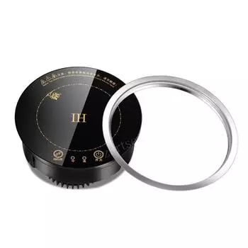 1200 Вт круглая электрическая индукционная плита с магнитным управлением, черная кристаллическая панель, варочная панель с сковородкой, духовка с сковородкой лавандовый