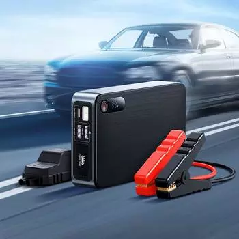 1200A Автомобильный стартер Power Bank 12000 мАч Портативная аккумуляторная станция для 2,5 л/6 л автомобильного аварийного пускового устройства 12000mAh чёрный