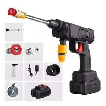 1200AH Автомобильный водяной пистолет высокого давления, бытовой портативный перезаряжаемый бустерный насос, беспроводная литиевая автомойка чёрный