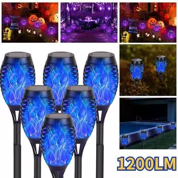 1200LM садово-парковое освещение солнечный фонарик мигающий свет водонепроницаемый садовый декор уличный газон дорожка двор напольный светильник праздничная вечеринка Purple-6PCS-1500LN