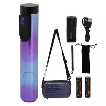 1200mAh Wireless Tattoo Machine Dual Battery OLED Display Coreless 3.5mm Stroke Rotary Cartridges фиолетовый