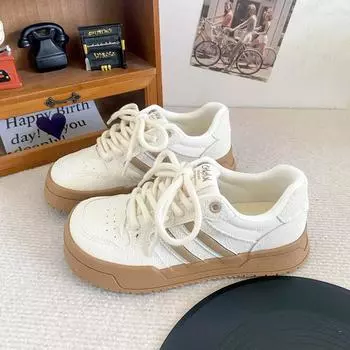 1209 mango head big head board shoes women s platform autumn 2024 new niche bread shoes lace-up student white shoes 35