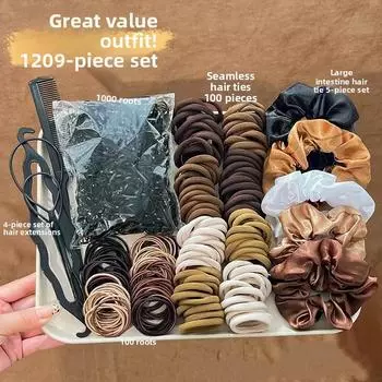 1209 шт. Набор аксессуаров для волос в виде круга толстой кишки Корейская версия Маленькая свежая резинка для волос Кожаная лента Простая резинка для волос Кольцо для волос 1209pcs