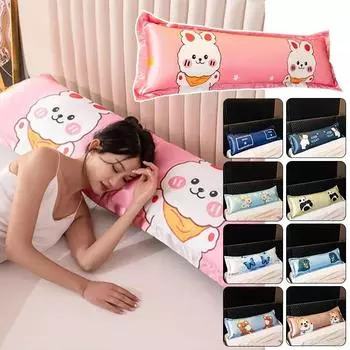 120/150/180 см Длинная наволочка Мягкая атласная шелковая наволочка Летняя прохладная наволочка для сна Свадебная пара Наволочка для влюбленных 48x120cm