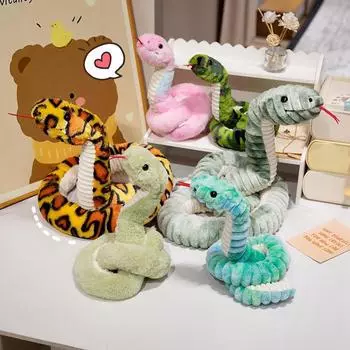 120/180 см мультяшная змея плюшевая игрушка 6 цветов длинная змея питон удав плюшевая игрушка украсит дом праздничное украшение злой забавный подарок 120cm зелёный