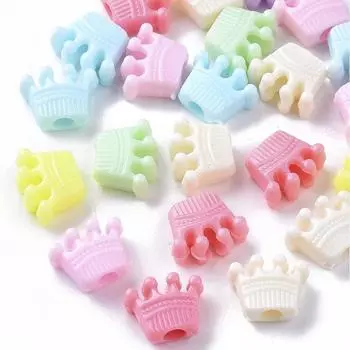 120/210 шт. Акриловый материал Корона Декоративные бусины Случайный Цвет Интервал Бусины DIY Браслет Ожерелье Серьги Брелок Цепочка для Ноги 120pcs