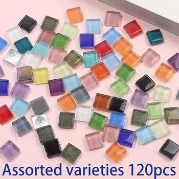 120/240/360 шт. разноцветной стеклянной мозаичной плитки, проект художественной мозаики своими руками для украшения дома с использованием миниатюрной мозаичной плитки, 120pcs