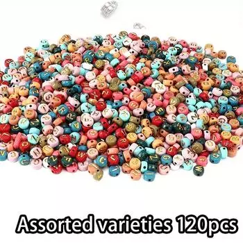 120/240/480 шт. цветных бусин-букв 4 7 мм цветные золотые акриловые бусины-буквы, используются для изготовления браслетов, ожерелий и украшений 120pcs