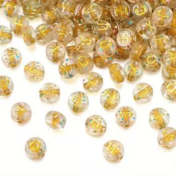 120/240/480 шт. сверкающие розовые прозрачные акриловые бусины с буквами 7x4 мм прозрачные плоские круглые бусины с буквами золотые браслеты с буквами ожерелья изготовление ювелирных изделий 120pcs