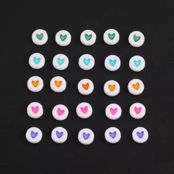 120/240/500pcs White Round Acrylic Love Beads 4x7mm Colorful Heart Shaped Beads for Jewelry Making and DIY Bracelets, Necklaces, Key Chains 120pcs разноцветный