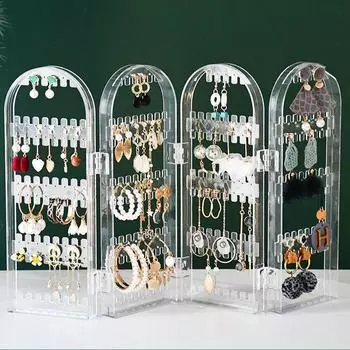 120/240 Отверстие Складная Коробка Для Хранения Ювелирных Изделий Серьги Ожерелье Стеллаж