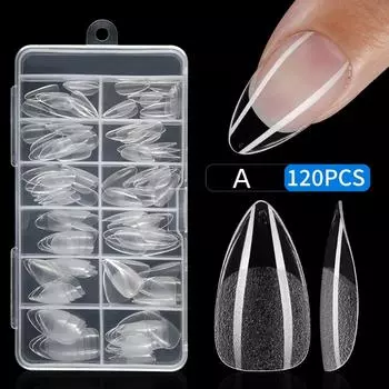 120/240 шт. Полуматовые миндалевидные преднапиленные типсы для ногтей, полуматовые накладные ногти для наращивания для маленького ногтевого ложа, 12 размеров в коробке