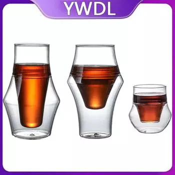120/250/335 мл двухслойная стеклянная чашка с подвесным ушком для эспрессо, кофейная чашка с защитой от ожогов, для молока, бренди, вина, чайная чашка, прозрачная кружка, набор из 1/2 шт. 120ml-335ml