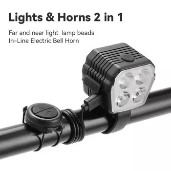 120 дБ USB зарядка велосипедный гудок велосипедная фара 2 в 1 велосипедная фара 4 светодиода для уличных горных велосипедных аксессуаров CB-18051 чёрный