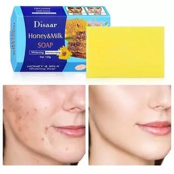 120 г Мыло с медовым молоком Цветочное мыло Отбеливание, увлажнение, против прыщей, против старения, увлажнение, укрепление, глубокое очищение, мягкая кожа 120G жёлтый