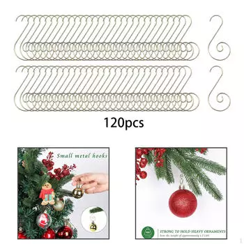 120 крючков для подвешивания рождественских украшений, идеально подходят для гирлянд и украшений Gold