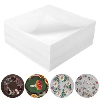 120 листов отрывного стабилизатора для вышивки, предварительно нарезанная бумажная подложка для вышивки, легко отрывной стабилизатор для ткани для вышивки для машинного и ручного шитья белый