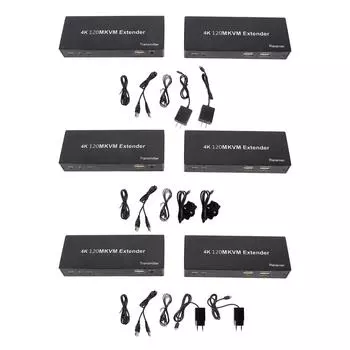120 м HD мультимедийный интерфейс KVM USB удлинитель передача 4K HD видео через Cat5e 6 7 кабель для мыши и EU Plug
