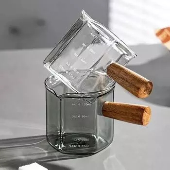 120 мл эспрессо экстракционные чашки стеклянная кофейная чашка со шкалой и деревянной ручкой мерные чашки с одним горлышком латте молочник чашка на унцию