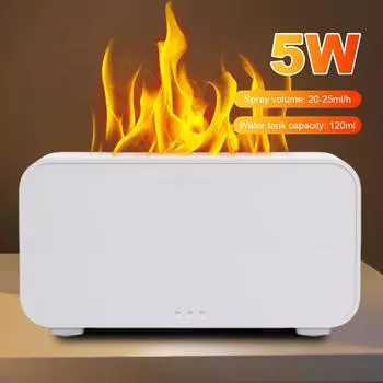 120 ML Flame Air Aroma Diffuser Humidifier Timer Flame Oil Diffuser Ultrasonic Waterless Auto-Off Diffusers for Home Office Yoga чёрный