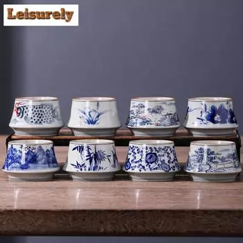 120 мл ретро старинная глиняная керамическая чашка для чая сине-белая печь кипящая чаша для чая дегустация мастер чашка одинарная кружка кунг-фу чайные сервизы