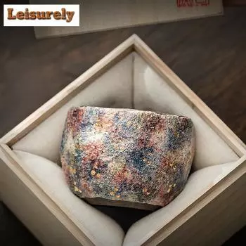 120 мл старинная длинная горная горная чаша ручной работы из керамики, чашка для дегустации чая, золотая подарочная коробка с изображением кунг-фу