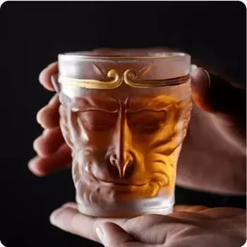 120 мл Стеклянная чашка для виски Sun Wukong, стеклянная кружка для напитков, чайная стеклянная кружка, бокал для вина в китайском стиле 120ml