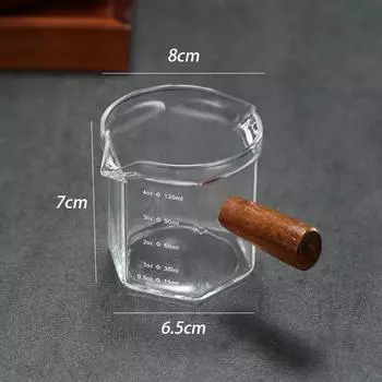 120 мл стеклянный мерный стакан для эспрессо с деревянной ручкой шестигранный молочник кофейные принадлежности соусник сервировочный кувшин кухня домашнее кафе