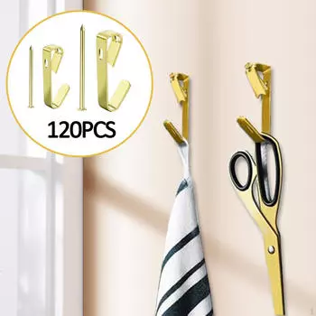 120 Pieces Picture Hooks with Nails Hangers Heavy Duty Metal Hanging Kit for Jewelry