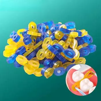 120 шт./2 коробки стоматологические эластичные резиновые фиксирующие клинья матрицы матрицы плотины композит жёлтый/синий