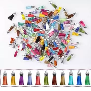 120 шт. Брелок с кисточками кожаные подвески с кисточками кольца объемные акриловые заготовки для поделок для ключей, 30 цветов 1.5 Inch разноцветный