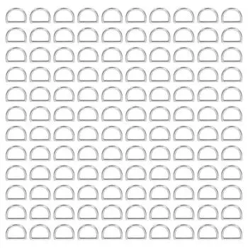 120 шт. D-образных колец, многоцелевых, из цинкового сплава, самодельных, полукруглых, D-образных колец, пряжки для брелока, сумки, ремня серебряный