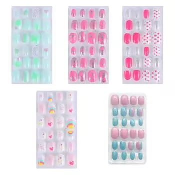 120 шт. детские накладные ногти с полным покрытием, накладные ногти для девочек, маникюр, накладные ногти One Size белый