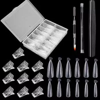 120 шт./компл., без держателя, форма для ногтей, градуированный ультратонкий полигель для ногтей, быстрое наращивание, двойная форма